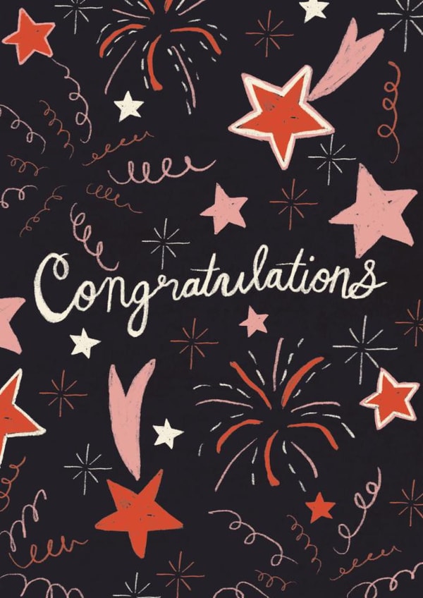 Classic Congratulations Card - Fireworks - Stars created by Isobel Rose Illustration