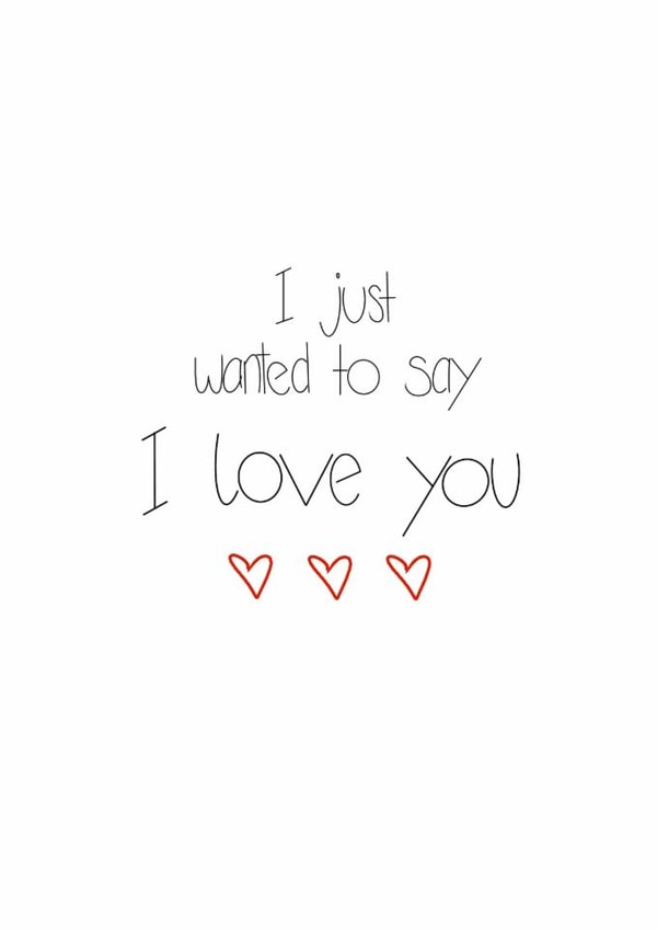 Simple I Love You greetings card with Love Hearts created by JuBee Illustrations