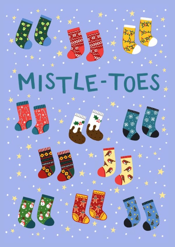 Cute Christmas Card - Mistle-Toes - Patterned Wooly Socks created by Pear Tree Press