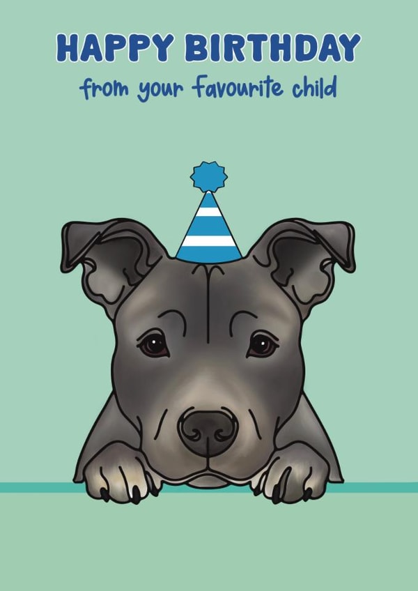 Cute Birthday Card - Staffy - Staffordshire Bull Terrier created by Choo Choo 