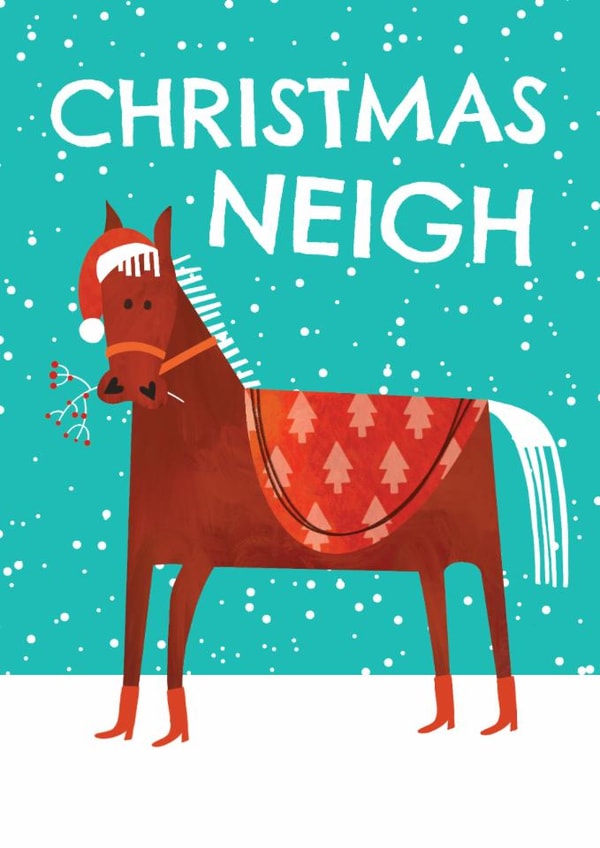 Cute Christmas Card - Christmas Neigh - Horse created by AbiGoLucky