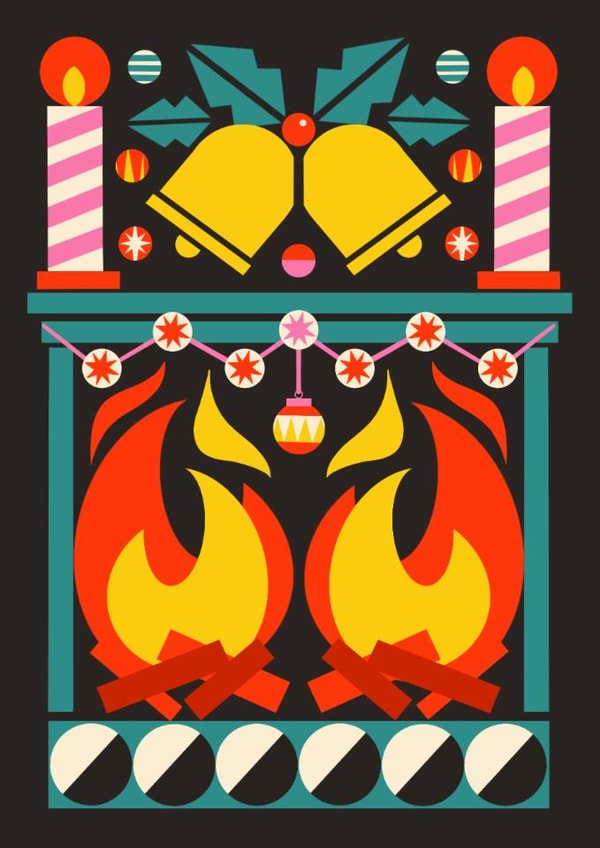Arty Christmas Card - Geometric Design - Fireplace created by AbiGoLucky