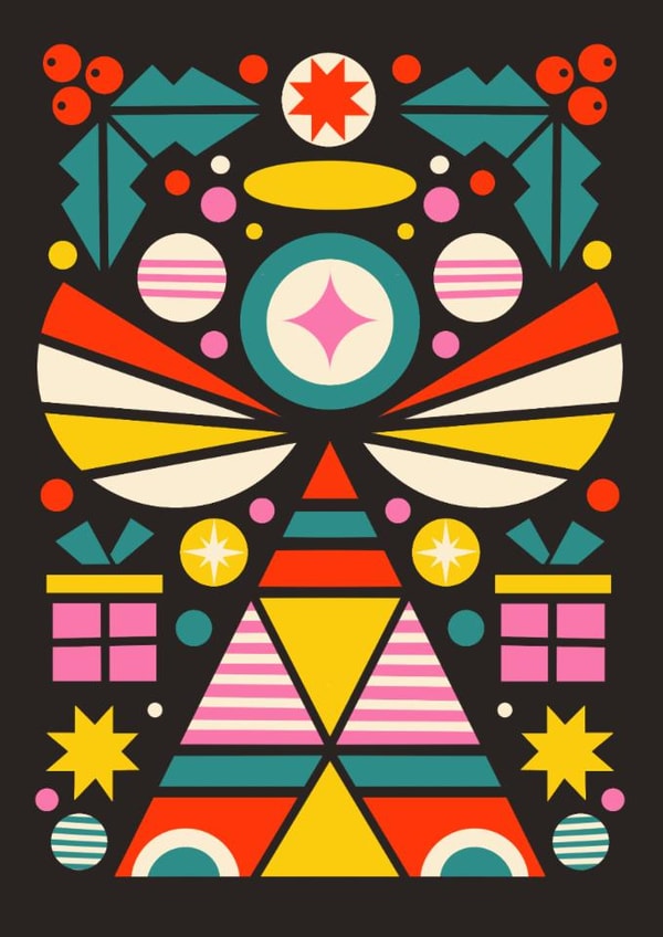 Arty Christmas Card - Angel - Geometric Design created by AbiGoLucky