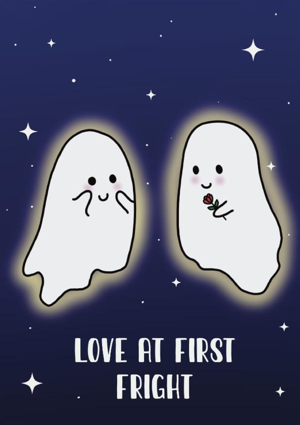 Cute ghost love card for a significant other created by Chloe's Digital Art