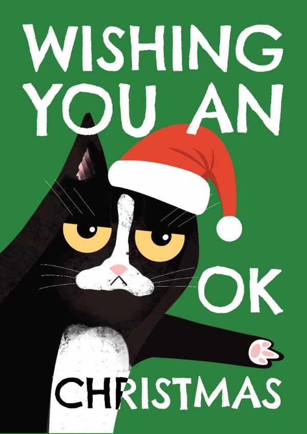 Funny Christmas Card - Grumpy Cat - Wishing You An Ok Christmas created by AbiGoLucky