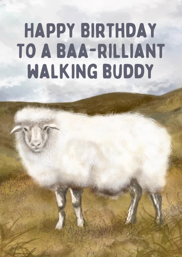 Cute Birthday Card - Walking Buddy - Sheep created by Hello Fridays Studio