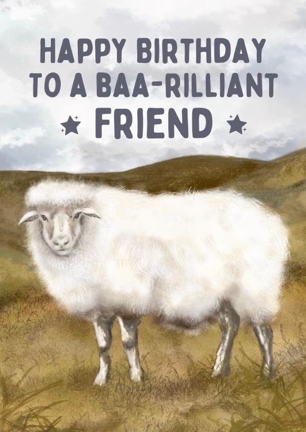 Cute Birthday Card - Brilliant Friend - Sheep created by Hello Fridays Studio