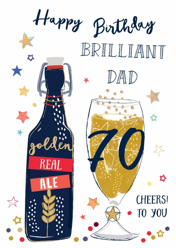 Classic Birthday Card - 70th - Brilliant Dad - Ale created by Katie Phythian Design