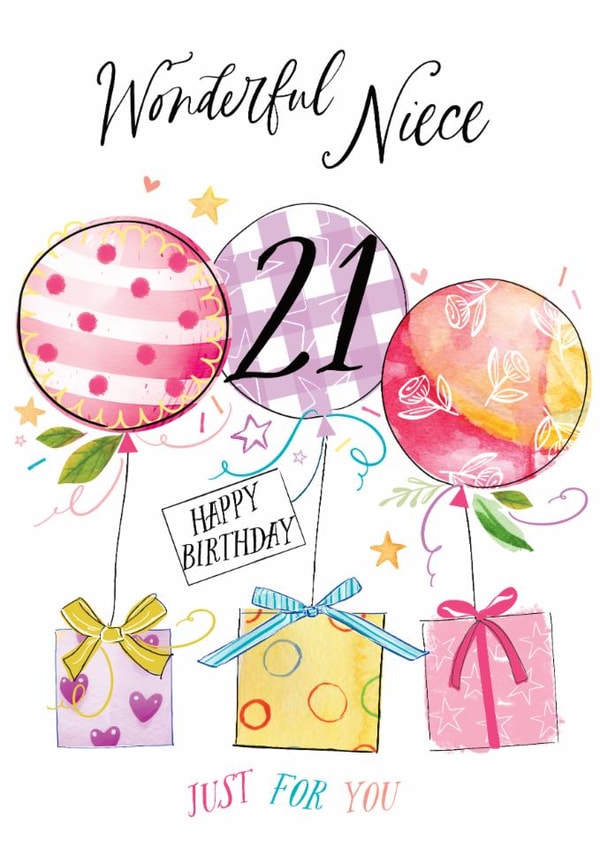 Traditional Birthday Card - 21st - For Niece created by Katie Phythian Design