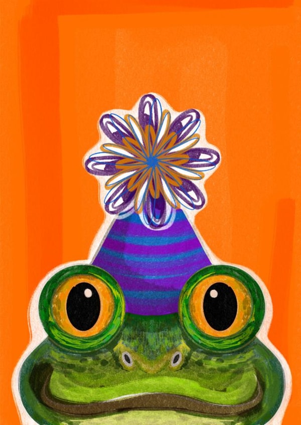 Cute Birthday Card - Frog - Party Hat created by Rebecca Bland