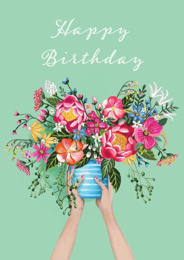 Pretty Birthday Card - Flowers - Bouquet created by Lara Waghorn 