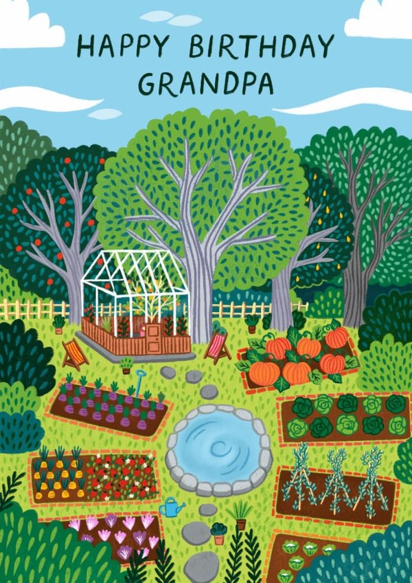 Classic Birthday Card - For Grandpa - Allotment Gardening created by Pear Tree Press