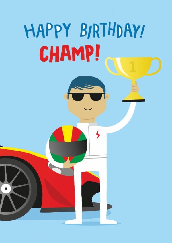 Classic Birthday Card - Car Racing - Champ | thortful