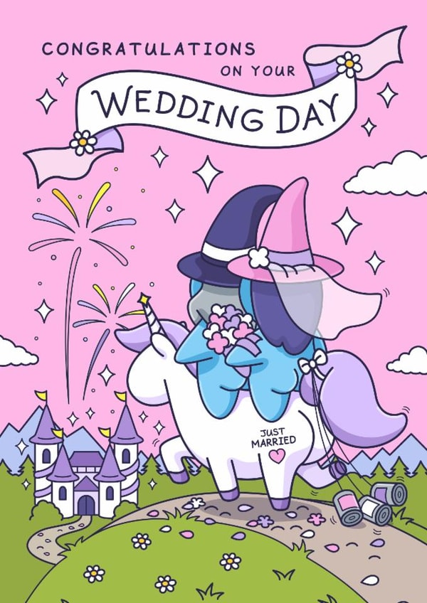Cute Wedding Card - Fairytale Couple - Unicorn created by Cheeky Legends