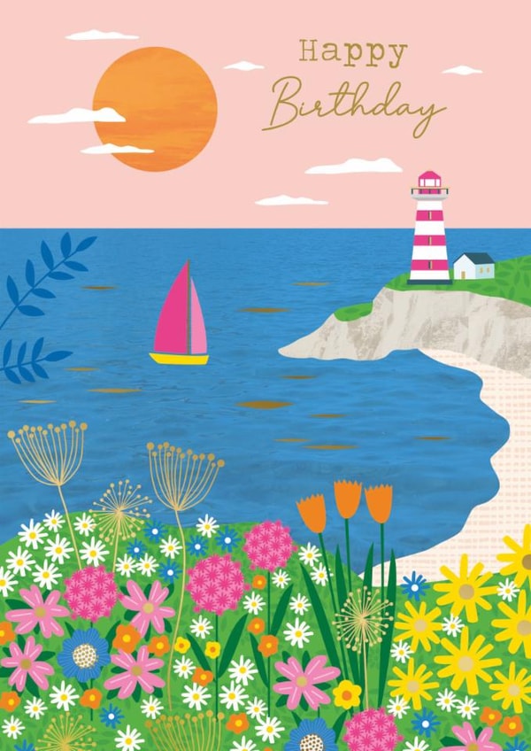 Classic Birthday Card - Lighthouse Seascape created by Nigel Quiney