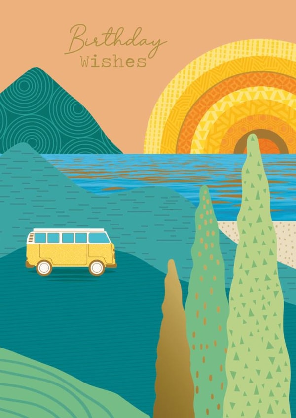 Classic Birthday Card - Sunset Campervan created by Nigel Quiney