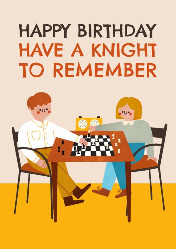 Cute Birthday Card - Chess Pun - Have A Knight To Remember created by AbiGoLucky