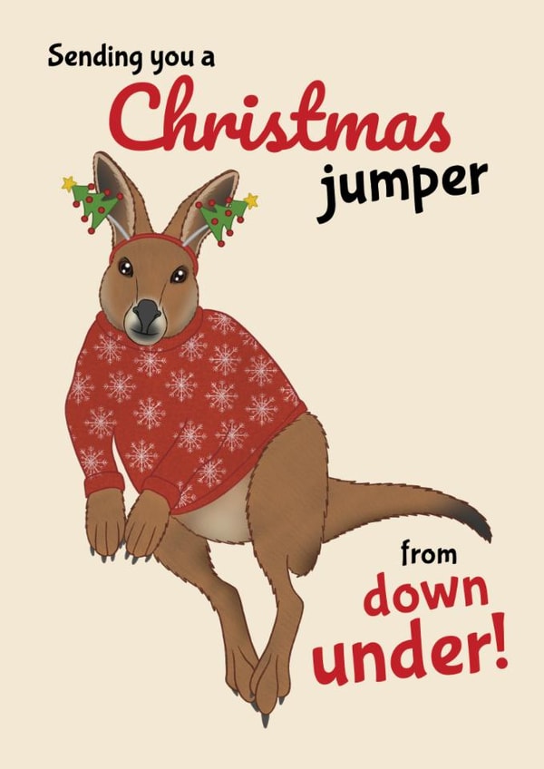 Cute Christmas Card - Kangaroo - Jumper From Down Under created by @Cupsie's Creations