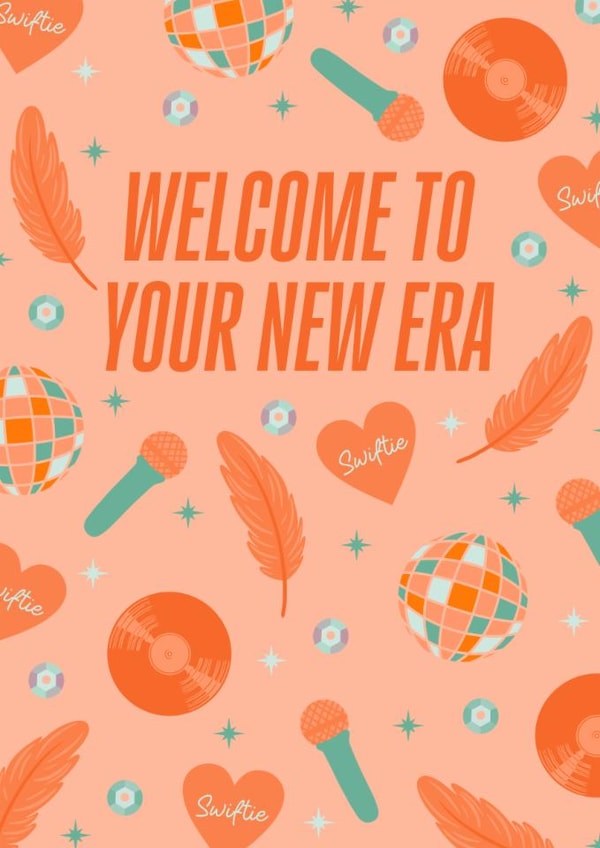 Cute Taylor Swift Birthday/Congratulations Card - TS12 - Welcome To Your New Era created by Pink Peach Cards