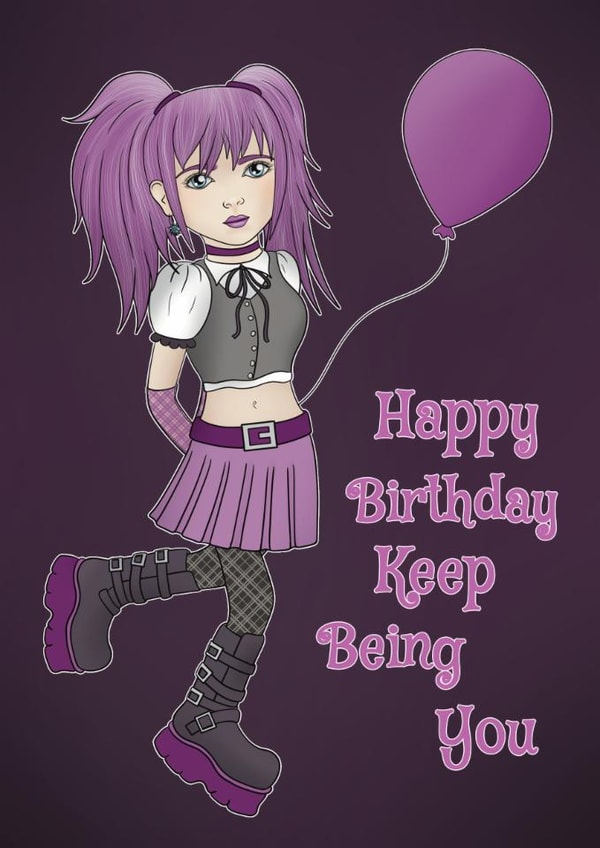 Fun Birthday Card - Goth Girl - Keep Being You created by @Cupsie's Creations