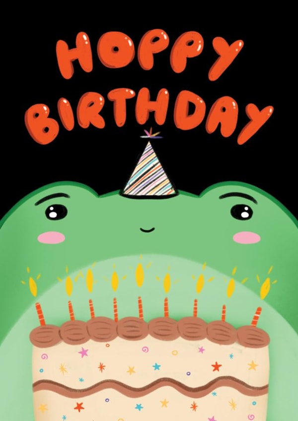 Cute Birthday Card - Frog - Hoppy Birthday created by Kamiya Chirodian