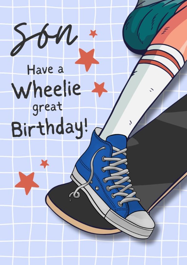 Classic Birthday Card - For Son - Skateboarding created by original fox designs