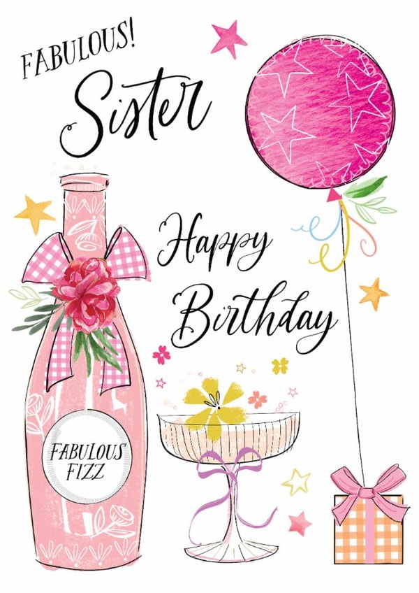 Classic Birthday Card - For Sister - Champagne created by Katie Phythian Design