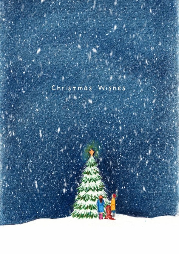 Classic Christmas Card - Christmas Wishes - Snowy Night created by Beth Goodwin