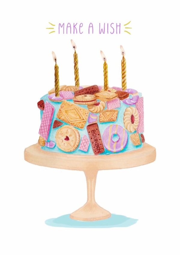 Classic Birthday Card - Biscuit Cake - Custard Cream, Bourbon & Jammy Dodger created by Beth Goodwin