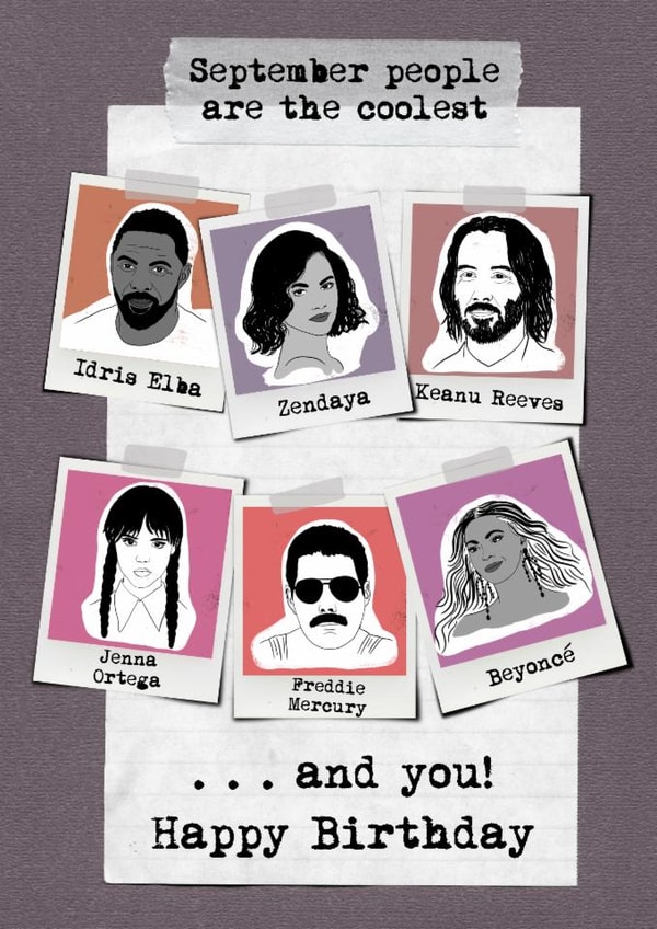 Fun card for September birthdays, showing celebrities who also have one too! created by Claire.Made.This