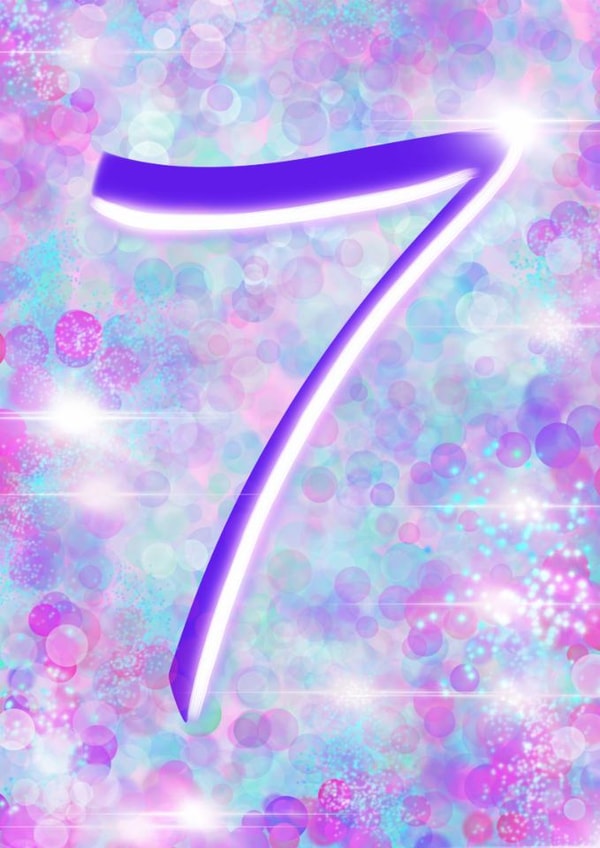 Pretty purple and pink age 7 birthday card in mermaid colours created by Winifred & The Wolf