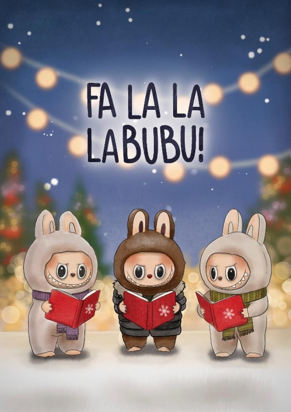 Cute Funny Labubu Christmas Card - Fa La La Labubu created by I Draw Stuff