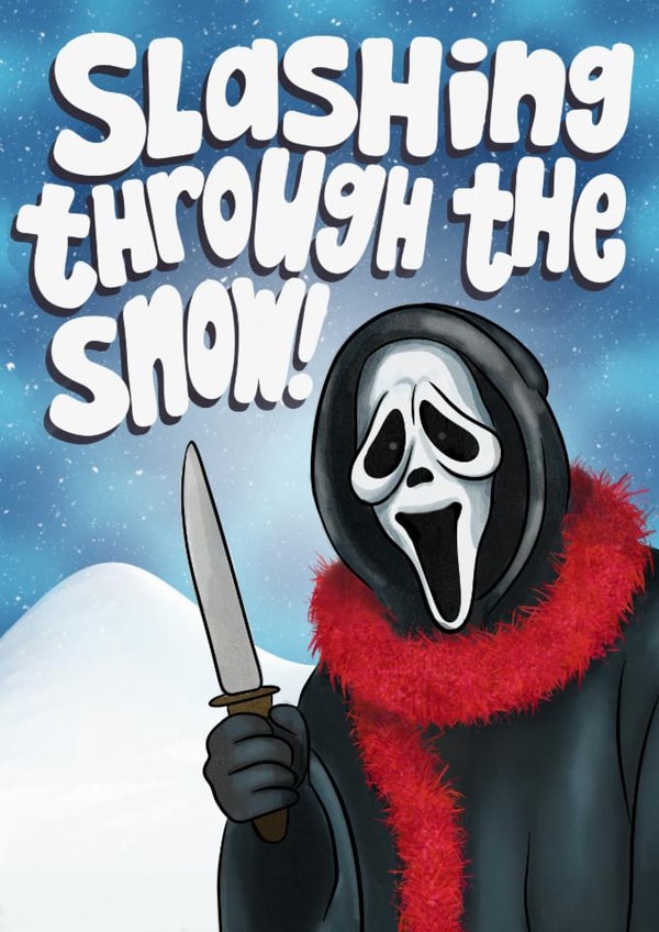 Funny Christmas Card - Slashing Through The Snow - Ghostface created by I Draw Stuff