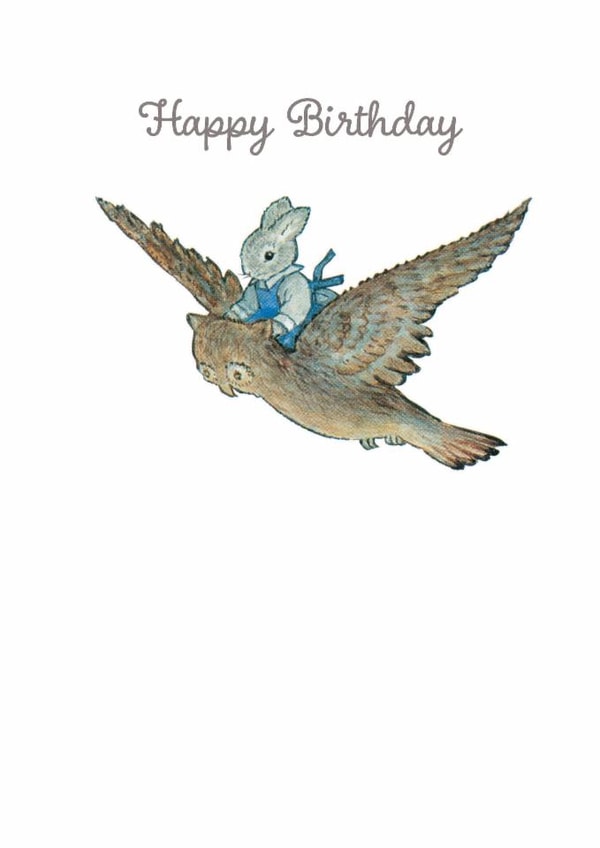 Cute Birthday Card - Little Grey Rabbit - Bird created by Hype Cards