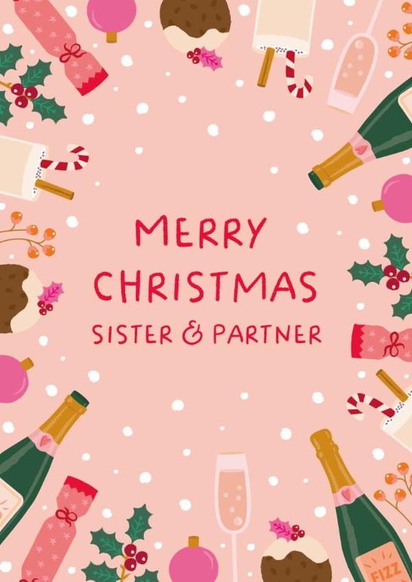 Classic Christmas Card - For Sister And Partner - Holly & Ivy created by The Pattern Press