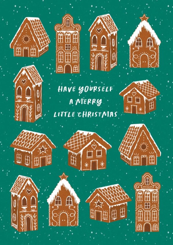 Classic Christmas Card - Festive Gingerbread Houses - Have Yourself A Merry Little Christmas created by Joanne McGaffin