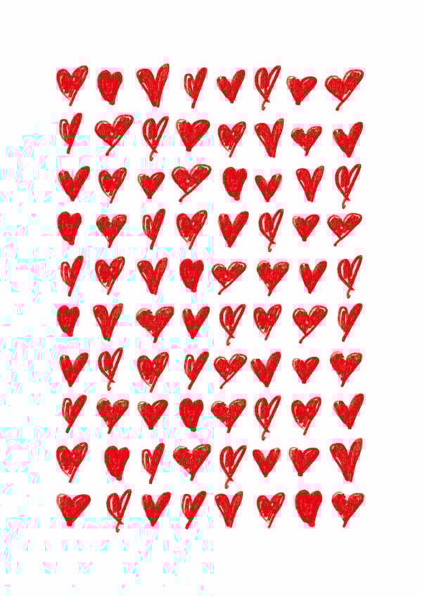 Classic Valentines Day/Anniversary Card - Red Love Hearts - Heart created by Joanne McGaffin