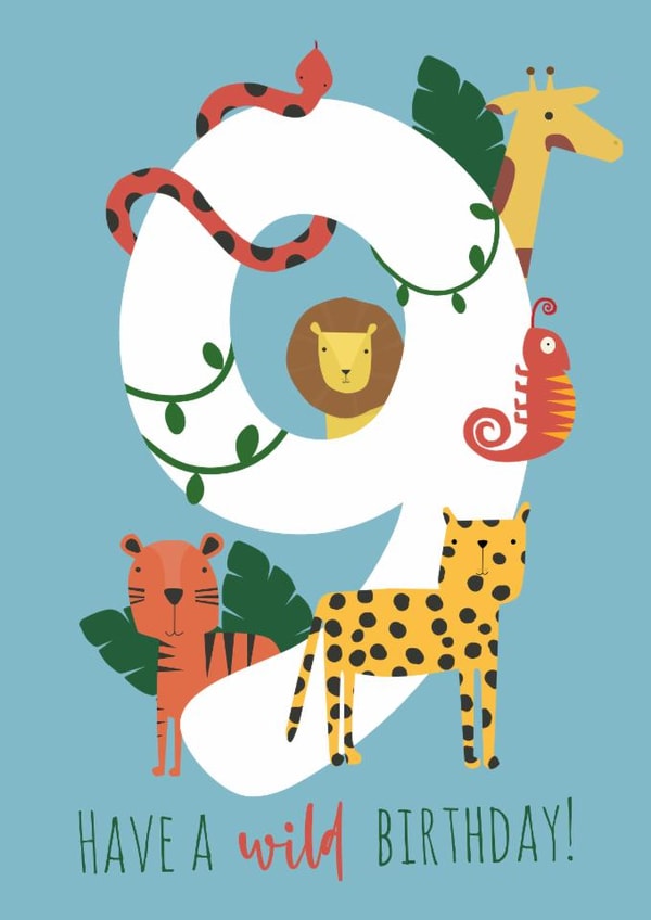 Cute Birthday Card - 9th - Jungle Animals created by Abigail Elodie 