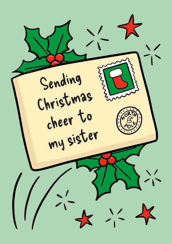 Classic Christmas Card - For Sister - Letter created by TeePee Creations