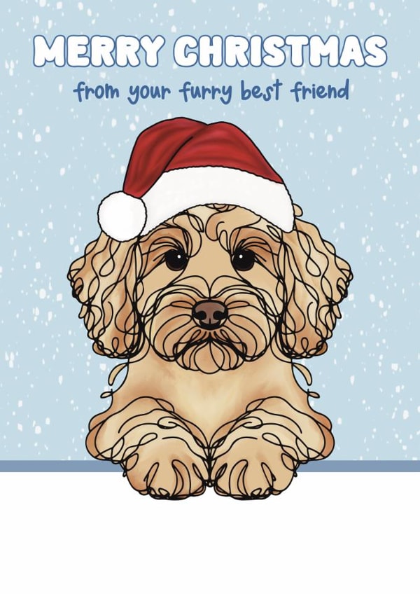 Cute Christmas Card - Cockapoo - Furry Best Friend created by Choo Choo 