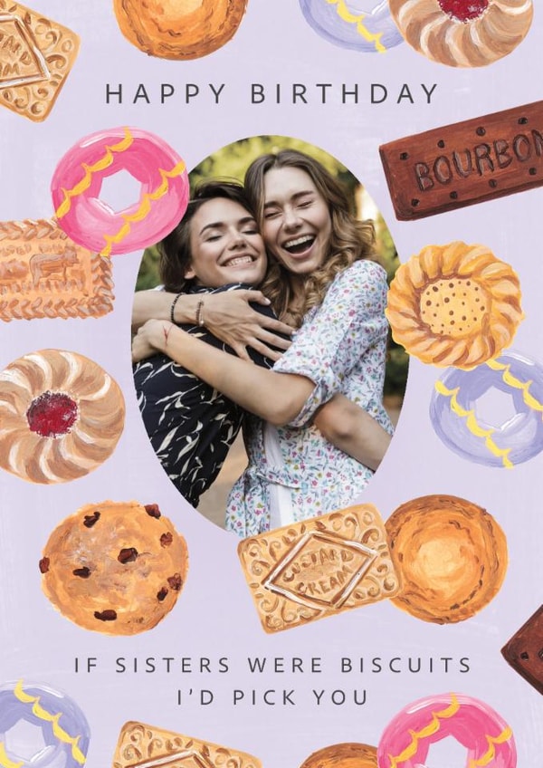 Classic Birthday Card - For Sister - Biscuits created by Making Meadows Ltd