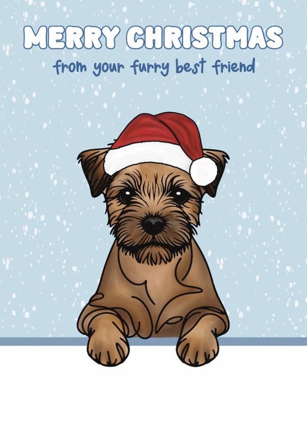 Cute Christmas Card - Border Terrier - Furry Best Friend created by Choo Choo