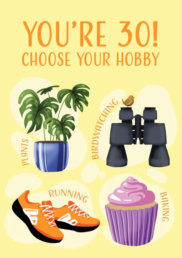 30th Birthday Card For Her - Plants, Running, Birdwatching & Baking created by Jade Blakeley