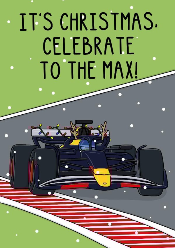 Funny Christmas Card - Formula 1 - Verstappen Red Bull created by OhJaye