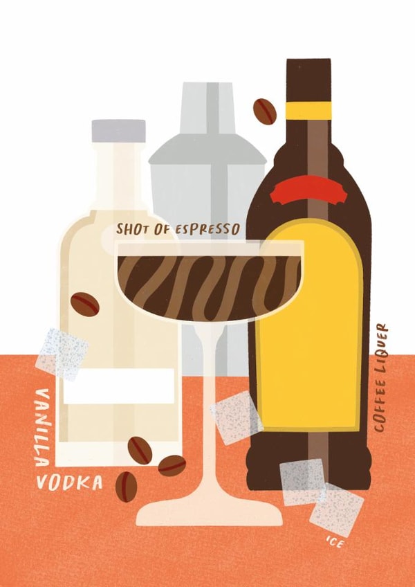 Fun Cocktail Birthday Card - Espresso Martini Cocktail created by Joanne McGaffin