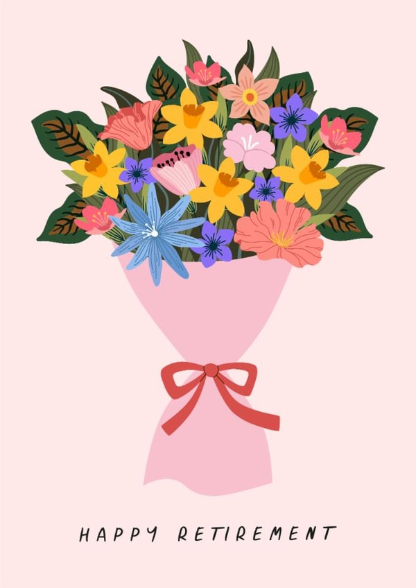 Pretty Retirement Card - Floral Bouquet - For Her created by Sad Girl Illustration