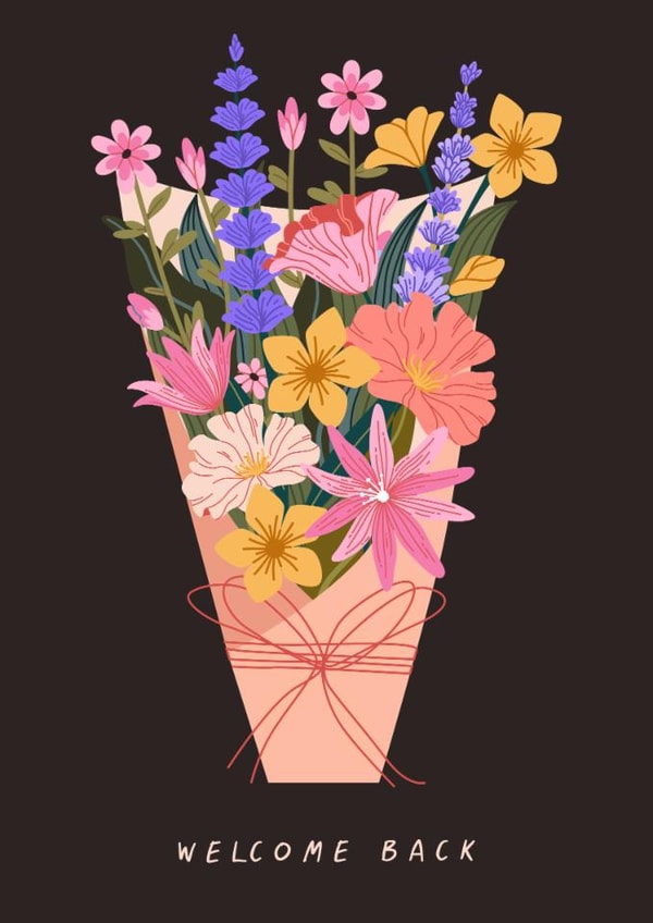 Pretty Love & Friendship Card - Welcome Back - Female Colleague Or Friend created by Sad Girl Illustration