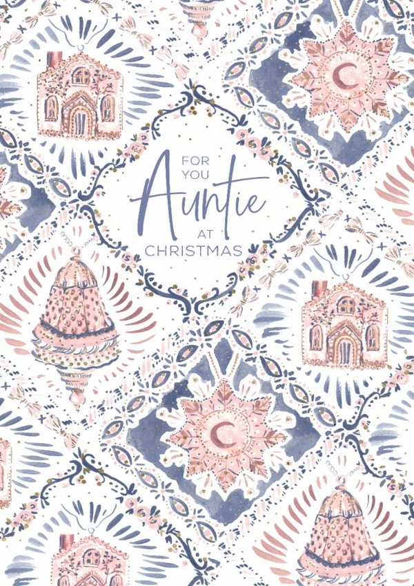 Classic Christmas Card - For Auntie - Pretty Ornaments created by Rebecca Prinn