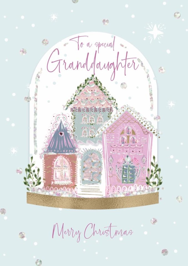 Classic Christmas Card - Special Granddaughter - Snow Globe created by Rebecca Prinn