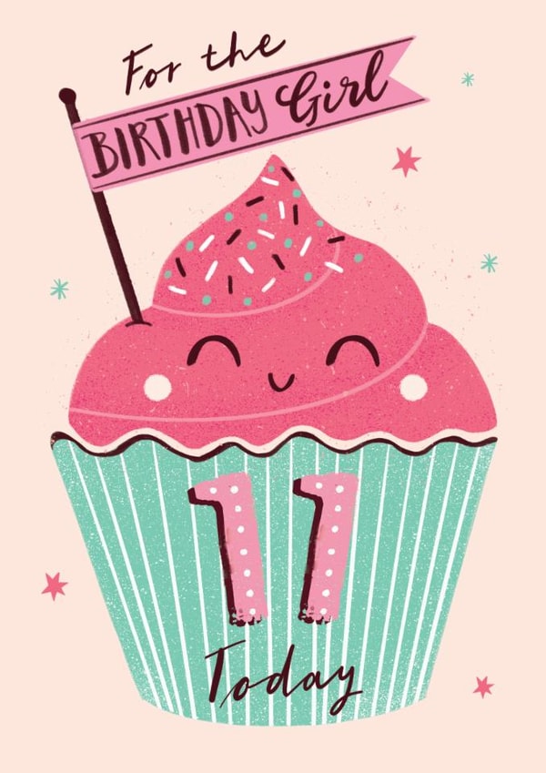 Cute Birthday Card - 11th - Cupcake created by Dalia Clark Design